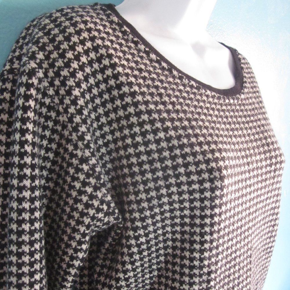 J Ferrar VINTAGE Italian Wool Houndstooth Check Pullover Sweater Size M 40" Bust
